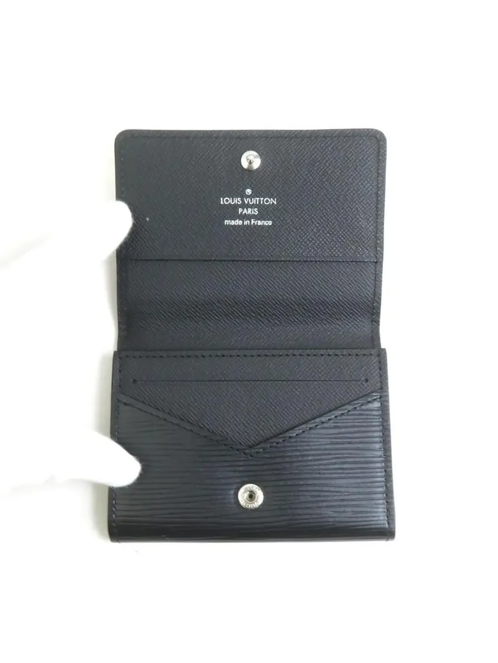 Auth Louis Vuitton Card Case Noir Epi #300525L19B